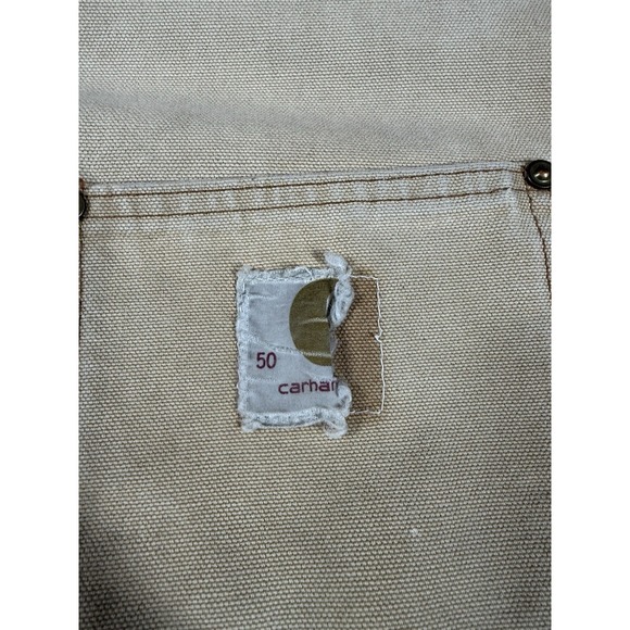 Vintage Carhartt Jacket Mens 52 Beige Barn Chore Coat Thrashed Blanket Lined 70s - Picture 4 of 10